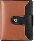 BOSTANTEN Leather Womens Wallet Small RFID Blocking Credit Card Holder | Removable ID Window, Zipper Coin Pocket, Bifold, Minimalist, Fits Small Purses, Daily Use, Ladies Gifts, Brown-Black by BOSTANTEN