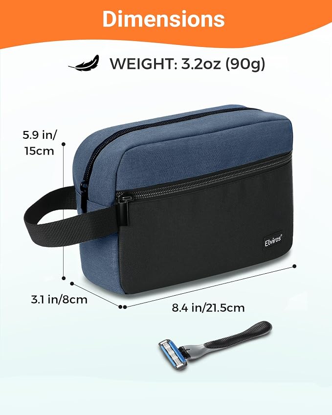 Elviros Travel Toiletry Bag for Men Hanging Toiletries Dopp Kit Small Bathroom Hygiene Tool and Medicine bag for Traveling Essential Shaving Pouch,Gifts for Men(Blue&Black) - Image 2