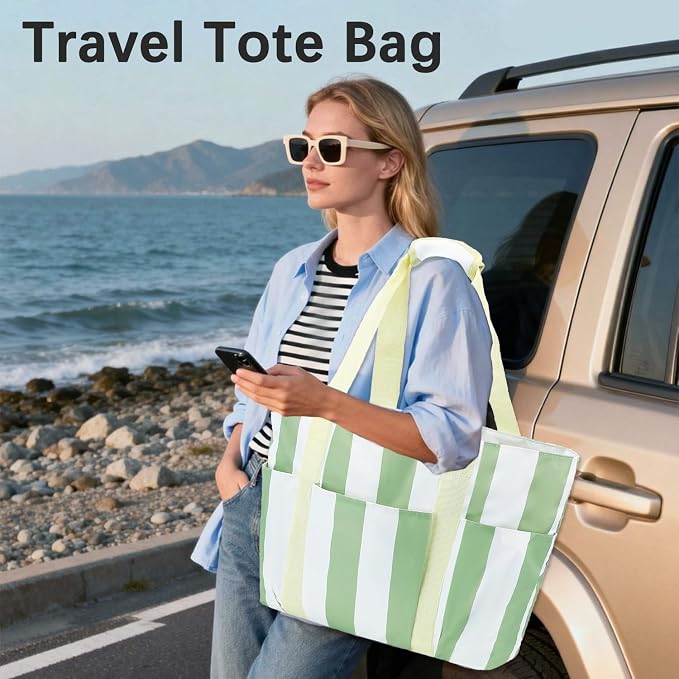 Fammart Mesh Beach Bag for Women, Large Beach Toy Pool Bag with Zipper Pocket, SandProof Cruise Essentials 2026 Family Travel - Image 2