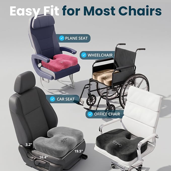 ComfiLife Extra Large Gel & Memory Foam Seat Cushion - Doctor Recommended Office Chair, Car Seat, Lifting Cushion - Back & Sciatica Pain Relief - Wide Seat Cushion for Big & Tall (Gray) - Image 6