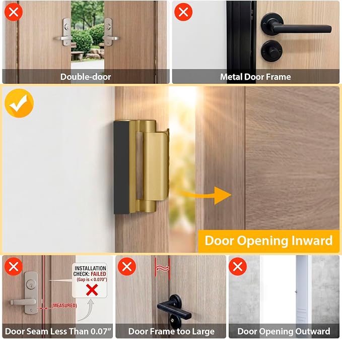 Home Security Door Reinforcement Lock Door Lock for Kids Safety from Inside | Door Locks for Front Door Child Proof Door Latch for Top Deadbolt Lock Home Defend Flip Door Guardian Lock Withstand 800 lbs - Image 3