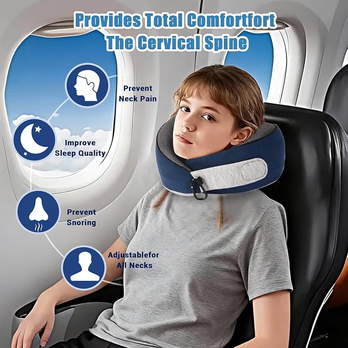 Travel Pillows for Airplanes,Neck Pillow for Traveling, Memory Foam Travel Pillows Neck Support Sleep for Long Flight,Suitable for Airplanes,Offices and Cars - Image 3