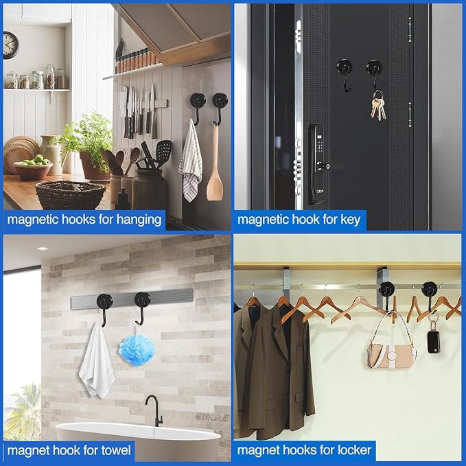 LOVIMAG Swivel Magnetic Hooks, 80LBS, Pack of 6 | Cruise Cabin Ship Essentials 2026, Heavy Duty Magnets for Refrigerator, Classroom, Kitchen, Hanging Mug, Black - Image 7
