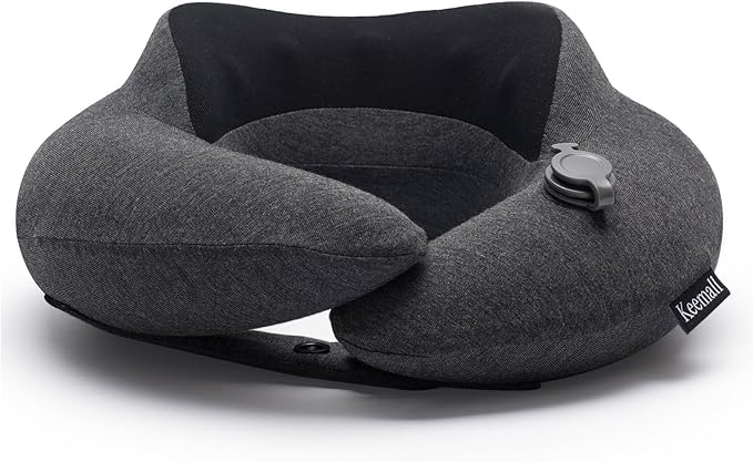 Keemall Portable Inflatable Travel Neck Pillow Flight & Airplane Essentials | 3rd Generation Air-Filled Headrest, Double Comfort, Includes Separate Storage Bag for Business Traveling & Long Flight by Keemall
