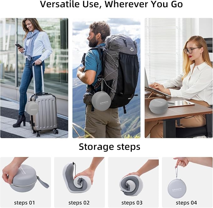 HydroAurum Travel Pillow 100% Pure Memory Foam Neck Pillow for Traveling – Ergonomic Neck Support Pillow for Airplane, Soft & Breathable Cover, Washable & Portable with Travel Bag - Image 5