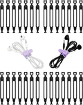 28 Pcs Silicone Cable Ties Reusable, Cable Cord Organizer Straps | 4 Color Cable Straps for Charging Wire, Computer Cords by Ortarco