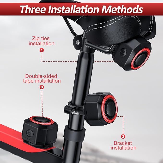 Bike Alarm with Remote, Bike Tail Light & Brake Light Auto ON/Off USB-C Rechargeable, 110dB Bicycle Alarm System Anti Theft Vibration Motion Sensor for Bike, Ebike, Scooter, IP65 Waterproof - Image 7