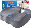 BlissTrends Thick Seat Cushion for Office Chair & Car Seat, XL, LightGrey | 5.2in Memory Foam with Removable Velvet Cover, Ergonomic Tailbone & Sciatica Support for Pressure Relief and Long Sitting by BlissTrends