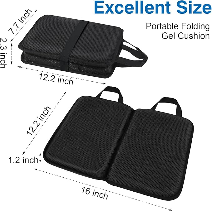 Demine Gel Travel Seat Cushion – Portable Airplane & Stadium Cushion – 16.5" x 12" Gel Grid Design for Ultimate Comfort – Foldable Cushions for Commute, Airplanes, Camping, Bleachers - Image 2