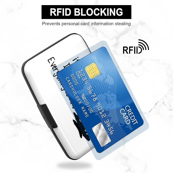 Card Holder Credit Cards Holder for Women RFID wallet women Business Card Holder Wallet Mini Aluminum Card Wallet RFID Blocking Slim Metal Hard Card for Women, Black Cat - Image 3