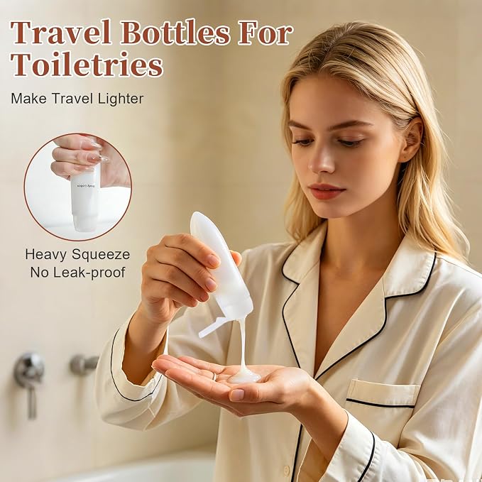 23 pack TSA Approved Leak Proof Travel Bottles | Empty Travel Size Bottle & Travel Toothpaste Container Ideal for Travel, Camping & Gym, Liquid & Lotion Containers - Image 8