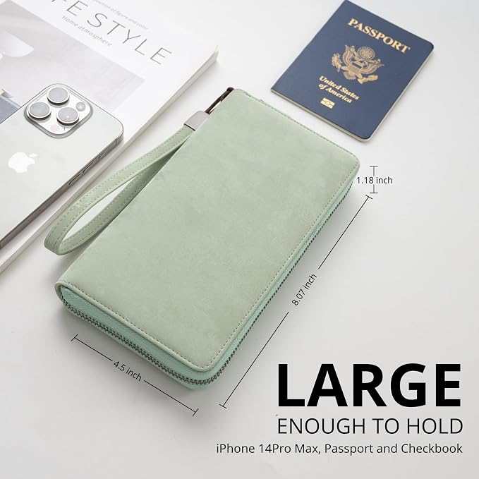 Bveyzi Women RFID Blocking Wallet Leather Zip Around Phone Clutch Large Capacity Ladies Travel Purse Wristlet - Image 4