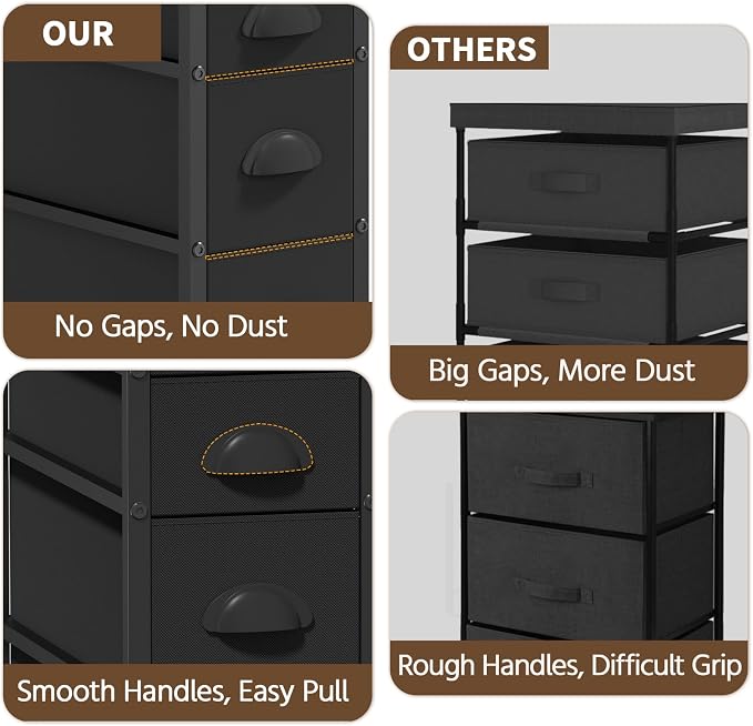 LASZOLA Narrow Cabinet Slim Storage Cart for Bathroom Small Space, Black | 4 Tiers Skinny Rolling Organizer Shelf with Sturdy Fabric Drawers, Lightweight Mobile on Wheels, Between Washer and Dryer - Image 4