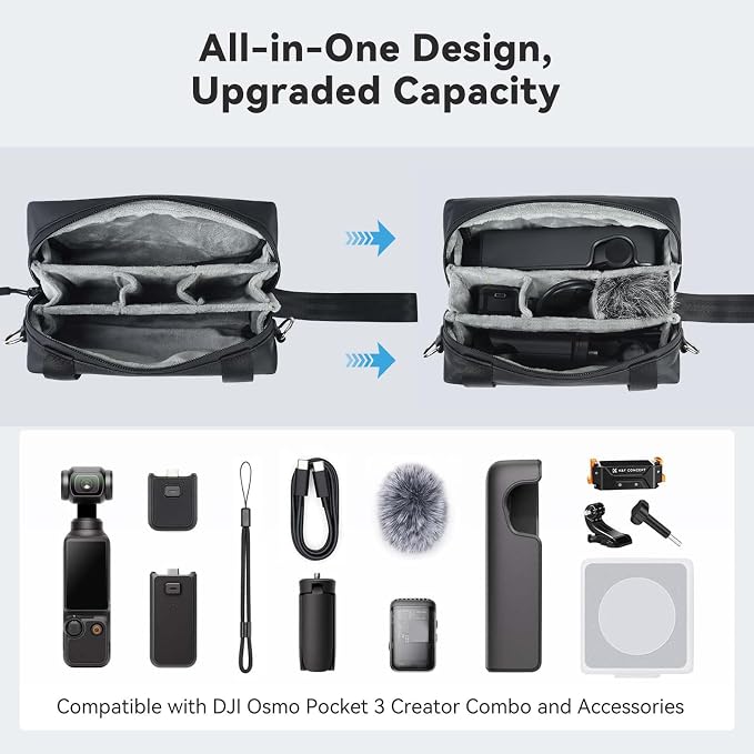 Carrying Bag for DJI Osmo Pocket 3, Portable Storage Carry Case | Large Capacity Travel Storage Holder Carry Bag Protective Handbag All in One for DJI Osmo Pocket 3 Creator Combo Accessories - Image 2