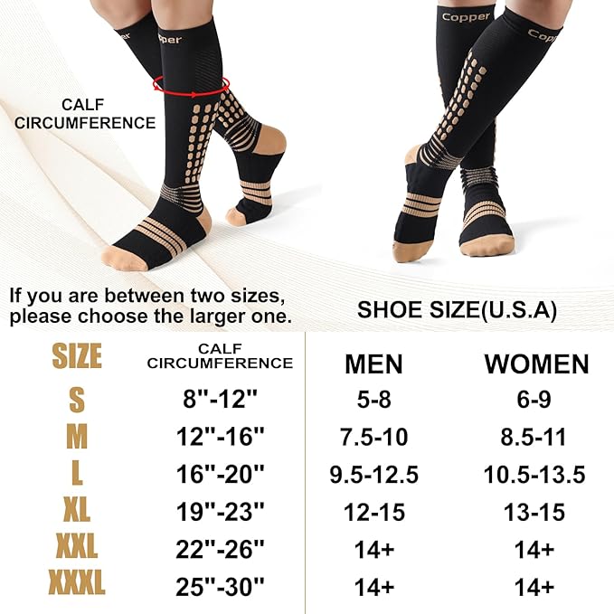 NEENCA Professional Compression Socks for Women Men Circulation, 20-30 mmHg | Copper Infused Fiber, Patented Massage Dots Design, Medical Sock for Pain Relief, Swelling, Nurse, Travel, Flight, Daily Wear - Image 6