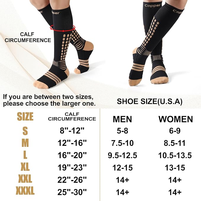 NEENCA Professional Compression Socks for Women Men Circulation, 20-30 mmHg | Copper Infused Fiber, Patented Massage Dots Design, Medical Sock for Pain Relief, Swelling, Nurse, Travel, Flight, Daily Wear - Image 6