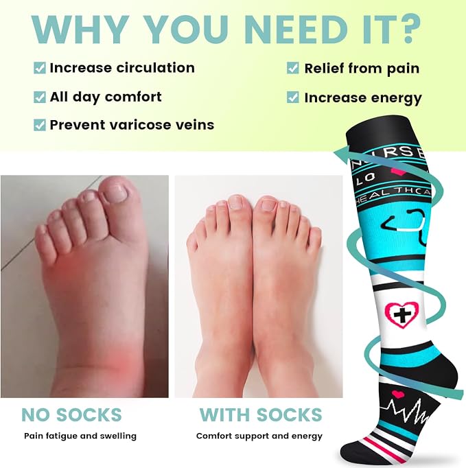 Copper Compression Socks 15-20 mmHg for Men & Women 8 Pairs – Circulation Support for Nurses, Travel, Running, Hiking, Soccer - Image 4