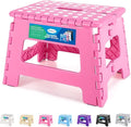 Dyforce Kids Step Stool 9 Inch, 300lbs Folding Step Stool for Toddler | Step stool Pink,Anti-slip Heavy Duty Stool with Handle, Lightweight Foldable Foot Stool for Bathroom Kitchen Bedroom Outdoor by DyforceHomeDecorCOLTD