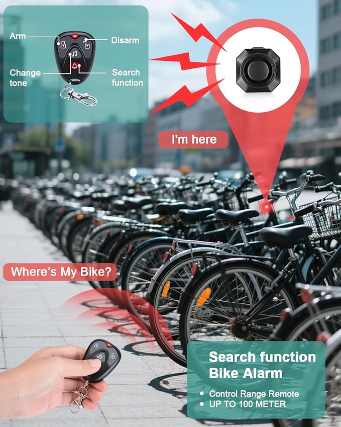 Max 110dB Bike Alarm,Bike Alarms For Ebikes Rechargeable Motorcycle Alarm With Remote,7 Levels Sensitivity Bicycle Alarm, Anti Theft Bicycle Alarm& Ebike Alarm For Car Motorcycle Scooter Ebike - Image 4