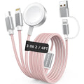 Travel Essentials,3 in 2 USB C Cable for Apple Watch Charger,iPhone Charger,Multi Charging Cable,Cruise Vacation Camping Essentials,Portable for iWatch Series 11-2/Ultra/SE & iPhone 17-12,Car,Pink by ChargeBeyondPowerWithin