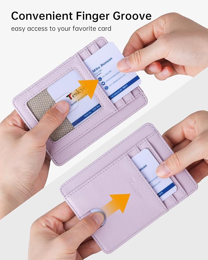 Teskyer Slim Minimalist Wallet for Men, RFID Front Pocket Card Holder | Ultra Slim Front Pocket Design, 8 Card Slots, RFID Protection, Smooth Faux Leather for Everyday Carry - Image 6