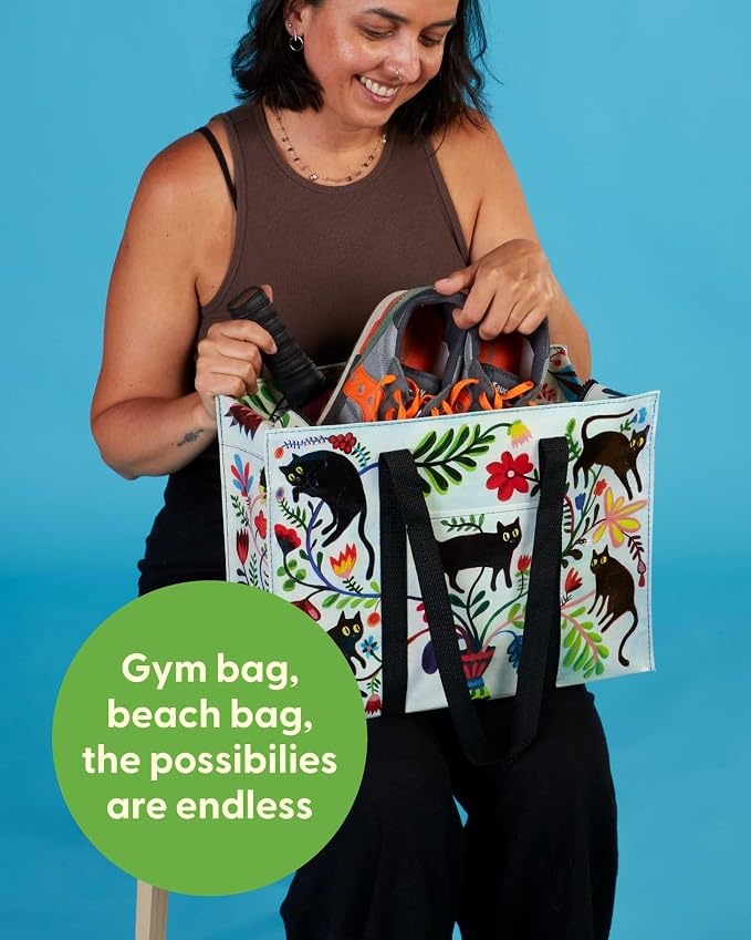 Blue Q Reusable Shoulder Tote Bag – Carry Everywhere Bag with a Hefty Zipper, Durable, Fun Design, 95% Recycled Material - Image 7