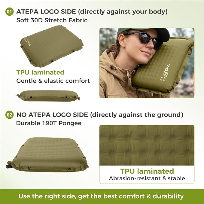 ATEPA Inflatable Seat Cushion | 2" & 2.5" Foam Core Seat Pad, Self Inflating, Compact, Stadium, Airplane, Travel, Camping, Hiking, Sports events - Image 7