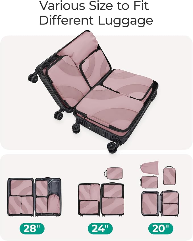 BAGSMART Compression Packing Cubes for Travel | Lightweight suitcase organizers bag set, space-saving double zipper expansion for carry-on luggage & travel organization - Image 5