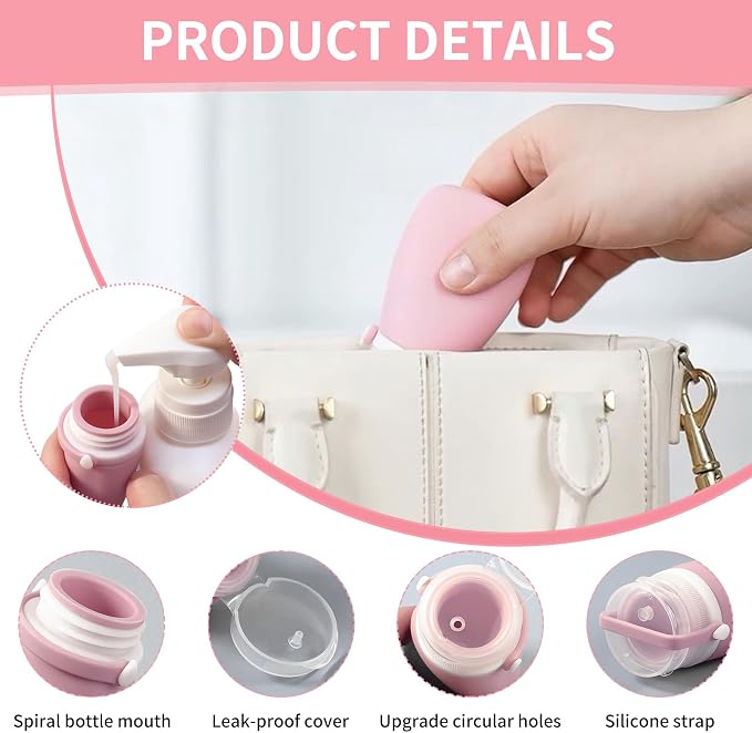 4 Pack 1oz Silicone Travel Bottles Leak Proof Squeeze Bottles For Toiletries Shampoo Conditioner Lotion Salad Dressing Travel Size Containers - Image 3