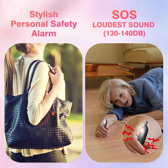 MtMinn Personal Safety Alarm for Women - 130dB Self Defense Keychains Siren Whistle, Replaceable Battery with SOS LED Strobe Light - Emergency Security Safe Protection Devices for Kids Elderly - Image 2