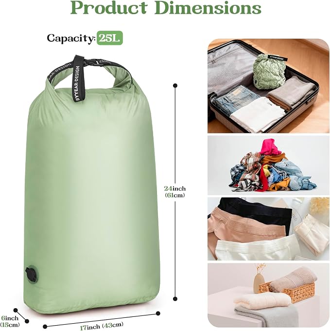 Travel Laundry Bag, Waterproof Compression Bags for Dirty Clothes | Moisture-resistant Vacuum Storage Bag, Space-Saving Laundry Storage Organizer for Cruise, Swimming, Gym - Image 3