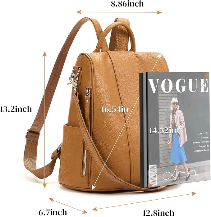 Genuine Leather Backpack Purse for Women Anti-theft Fashion Backpack Bags - Image 3