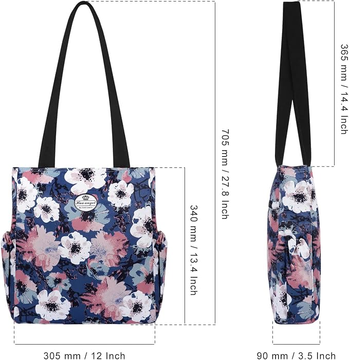 HUA ANGEL Floral Tote Bag - Casual Shoulder Bag Daily Tote Bag with Zipper Gym Travel Shopping Work Handbag for Women - Image 5