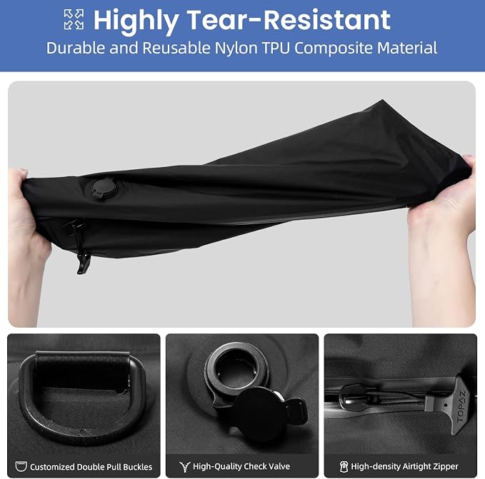 BAGAIL TPU Vacuum Bag for Travel, Reusable Compression Bag with IPX8 Waterproof Zipper, Save Space for Suitcase, Backpack and Carry on (Black, ExtraLarge, No Pump) - Image 7
