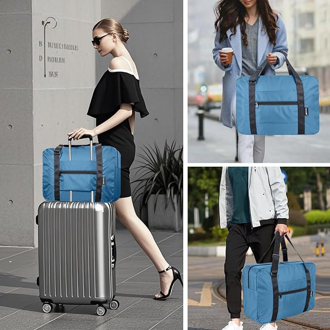 Duffle Bag for Travel Foldable Personal Item Travel Bag, 40L, Airforce Blue | Carry On Duffel Bag Women Men Frontier Airlines Personal Item Bag Hospital Weekend Overnight Trips - Image 5