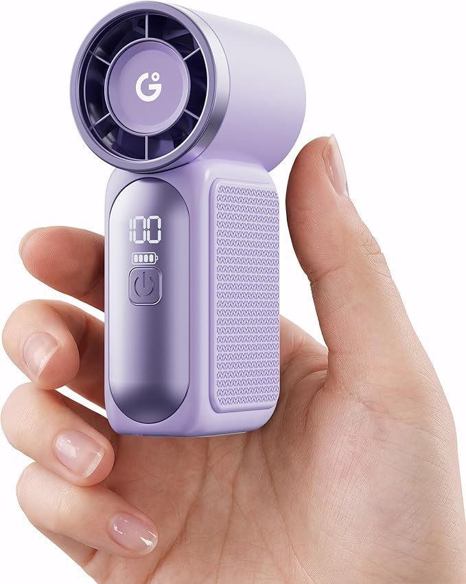 Gaiatop Portable Handheld Mini Fan, 6 Speeds 16900 RPM High Velocity Personal Fan with LED Display, USB Rechargeable, Mini Fan with Lanyard for Makeup, Travel, Outdoor, for Women Girl Gift, Purple by GAIATOP