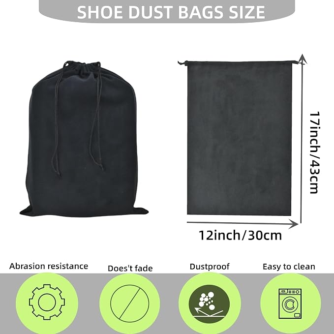 GONGKANGYUAN 2 Pack Shoe Bags for Travel Flannel Single Shoe Pouch with Drawstring for Men Women Travel Protecting Storing Shoes - Image 2
