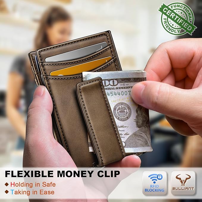 BULLIANT Magnetic Slim Leather Pocket Wallet Money Clip For Men 12Cards | RFID Blocking | Easy Access | Gift Boxed - Image 5