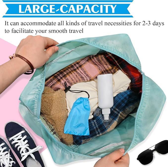 Travel Bag Foldable Duffle Carry on Tote Weekender Overnight Luggage Bag | Travel Bag Carry on Nylon Lightweight Foldable Duffle Tote for Sports Gym Weekender Overnight (With Waterproof Pouch) - Image 7