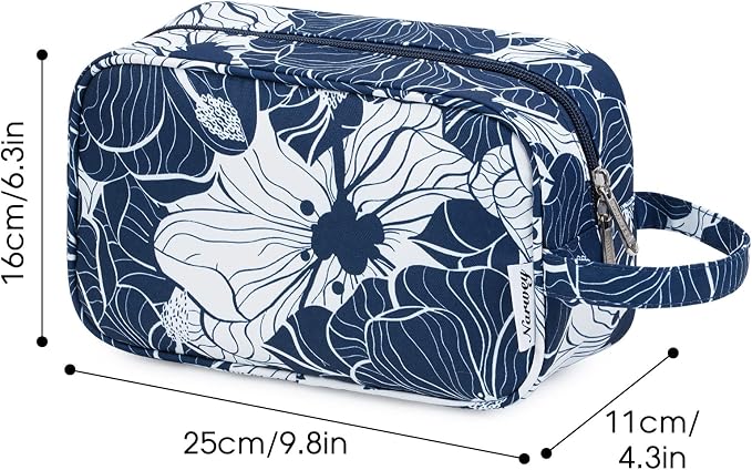 Narwey Travel Toiletry Bag for Women Traveling Dopp Kit Makeup Bag Organizer for Toiletries Accessories Cosmetics (Blue Lotus) - Image 5