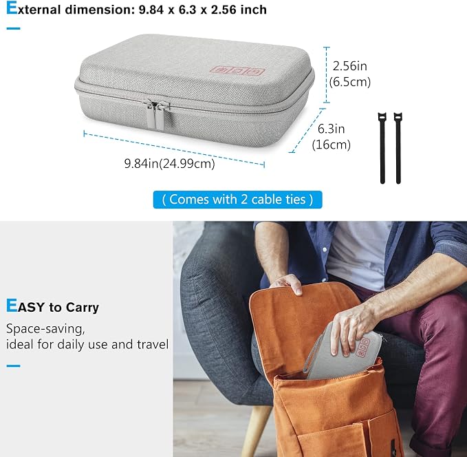 ProCase Hard Travel Electronic Organizer Case for MacBook Power Adapter Chargers Cables Power Bank Apple Magic Mouse Apple Pencil USB Flash Disk SD Card Small Portable Accessories Bag - Image 6