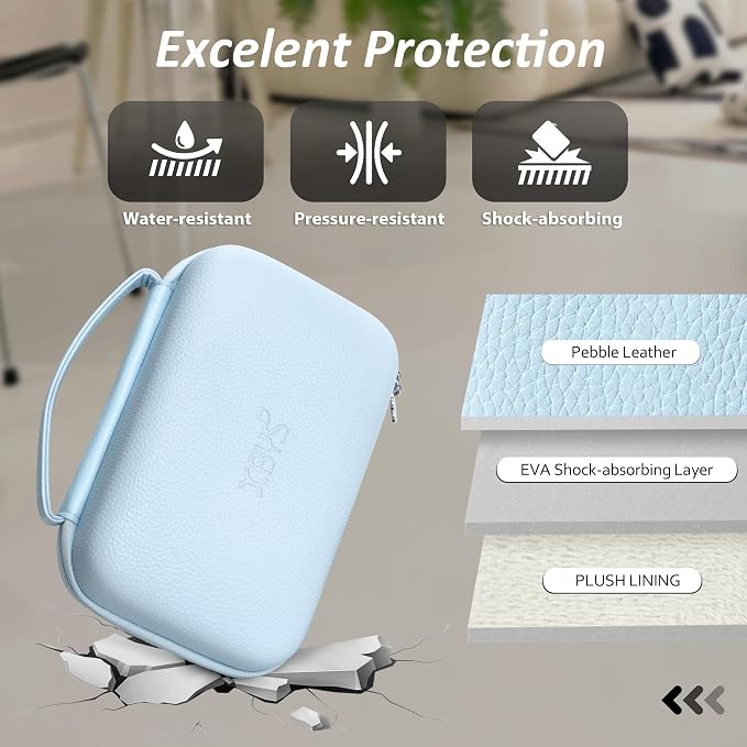 Portable Charger Case, Tech Pouch Travel Organizer, XL, Blue | Hard Shell Electronic Storage for MacBook Power Adapter, Magic Mouse, Charging Cords, Power Bank Laptop Accessories - Image 3