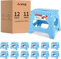 12 Pack 11 Inch Folding Step Stool, Sturdy Plastic Foldable Step Stool for Kids & Adults, Non Slip Lightweight Collapsible Foot Stools Holds 300 lbs, Ideal for Kitchen, Bathroom, Outdoor, Blue by ACSTEP