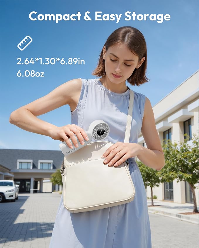 Gaiatop Portable Handheld Fan, Quiet 3 IN 1 Neck/Desk/Hand Fan | Max 18 Working Hours, 5 Speed Rechargeable Battery, Cooling for Travel, Beach, Women/Men Outdoor Activities Gifts White - Image 6