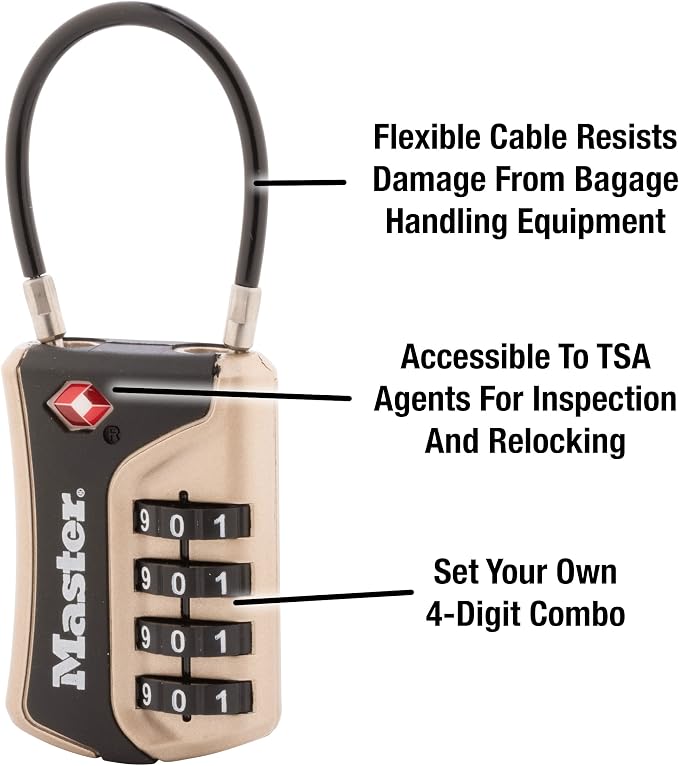 Master Lock 4697D Set Your Own Combination TSA Approved Luggage Lock, 1 Pack, Colors May Vary - Image 2