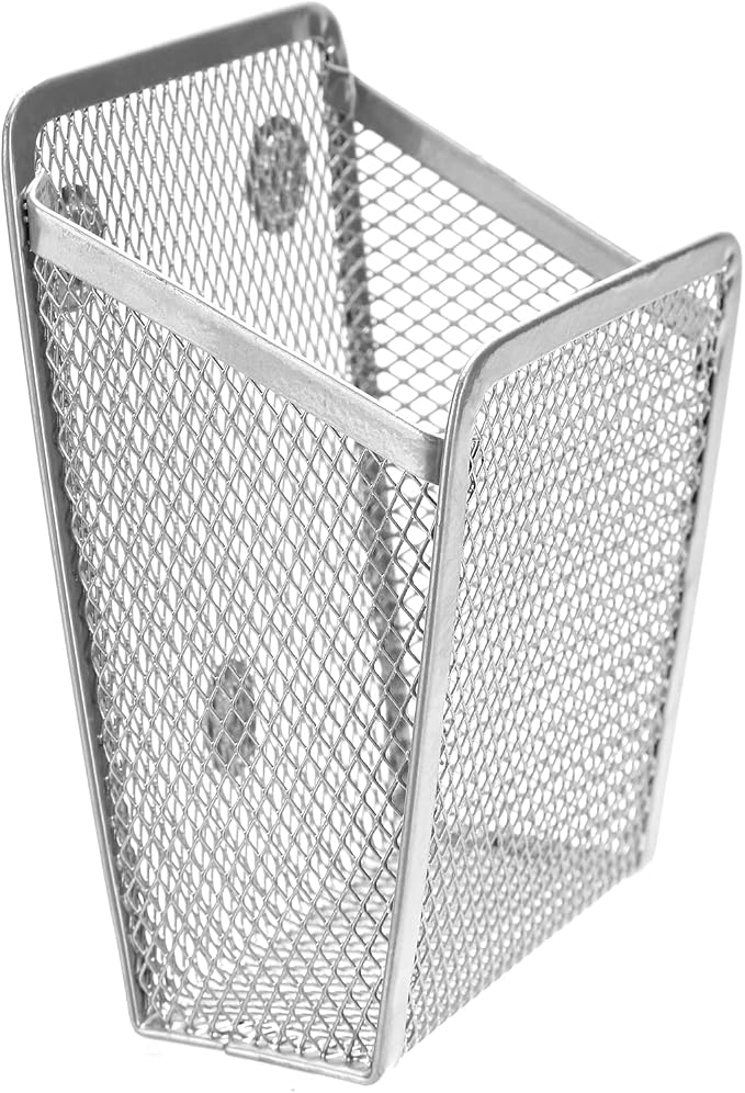 Magnetic Pencil Holder,Mesh Stainless Steel Pen Basket, Metal Writing Utensil Storage Organizer for Whiteboard,Blackboard,Kitchen, Locker, Home, or Office | Metal Writing Utensil Storage Organizer for Whiteboard,Blackboard,Kitchen, Locker, Home, or Office - Image 4