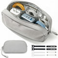 Electronics Organizer Bag for Chargers & 3ft+ Cords, Gray | Water-resistant Oxford fabric with padded lining and 8 compartments for tangle-free storage. Includes 8 cable ties. by Woyinger