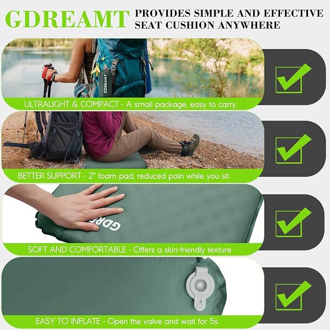Inflatable Seat Cushion, Portable Self-Inflating Stadium Seat Cushion - Image 6