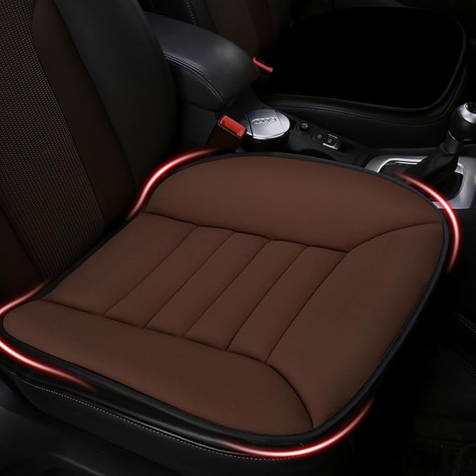 2PCS Car Seat Cushion Pad 1.2" Thick Comfort Seat Protector for Car Driver Seat Office Chair Home Use Memory Foam Seat Cushion with Non Slip Bottom, 20'' x 18.5'', Coffee by MYFAMIREA
