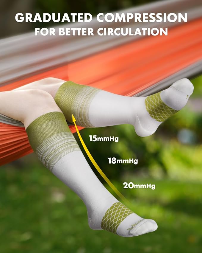Bamboo Viscose Compression Socks for Women Men | 2 Pairs 15-20mmHg Cute Breathable Graduated Knee High Compression Socks for Nurse Pregnancy Travel - Image 5